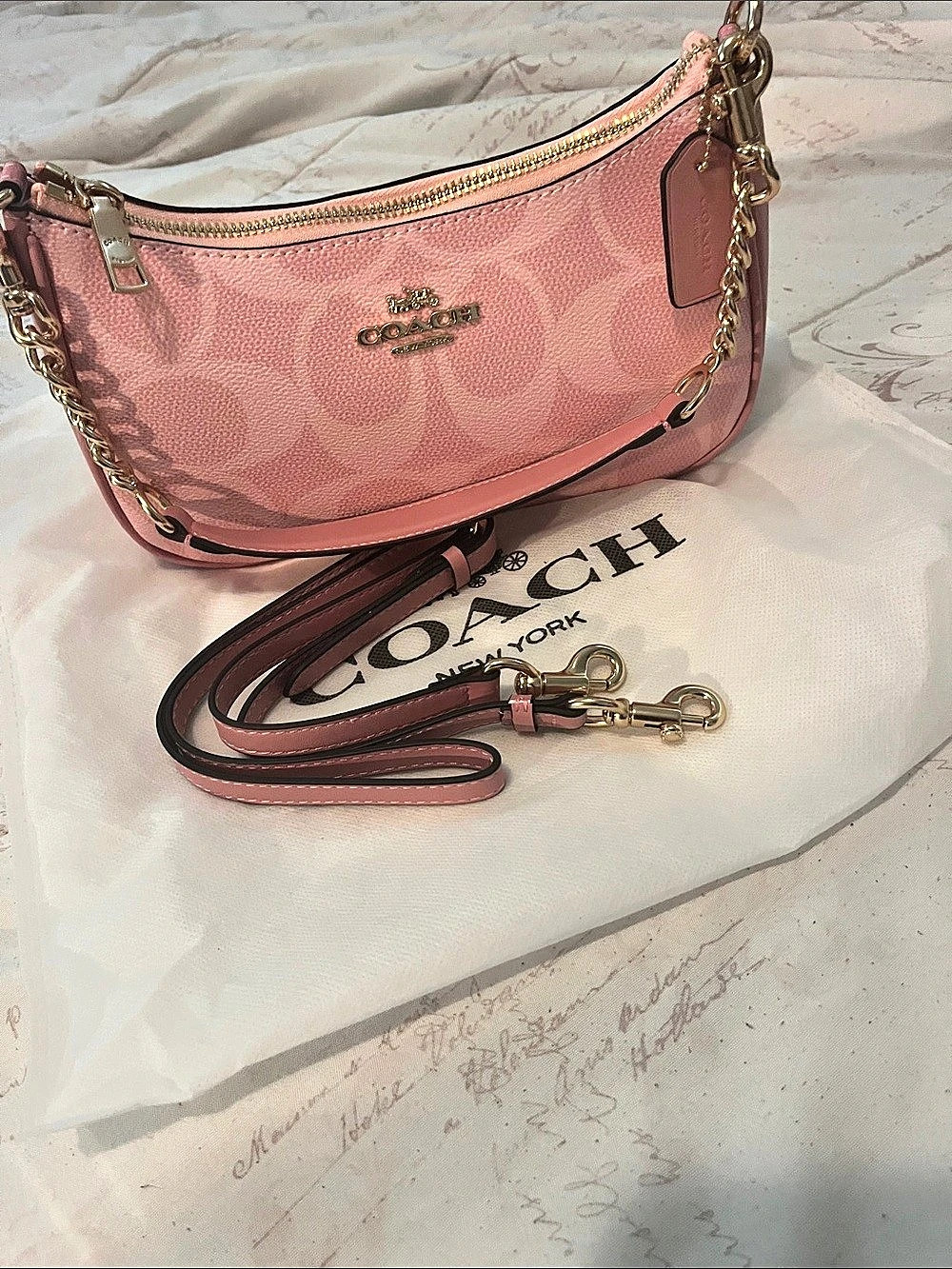 Coach Teri Shoulder Bag in Signature Canvas Pink